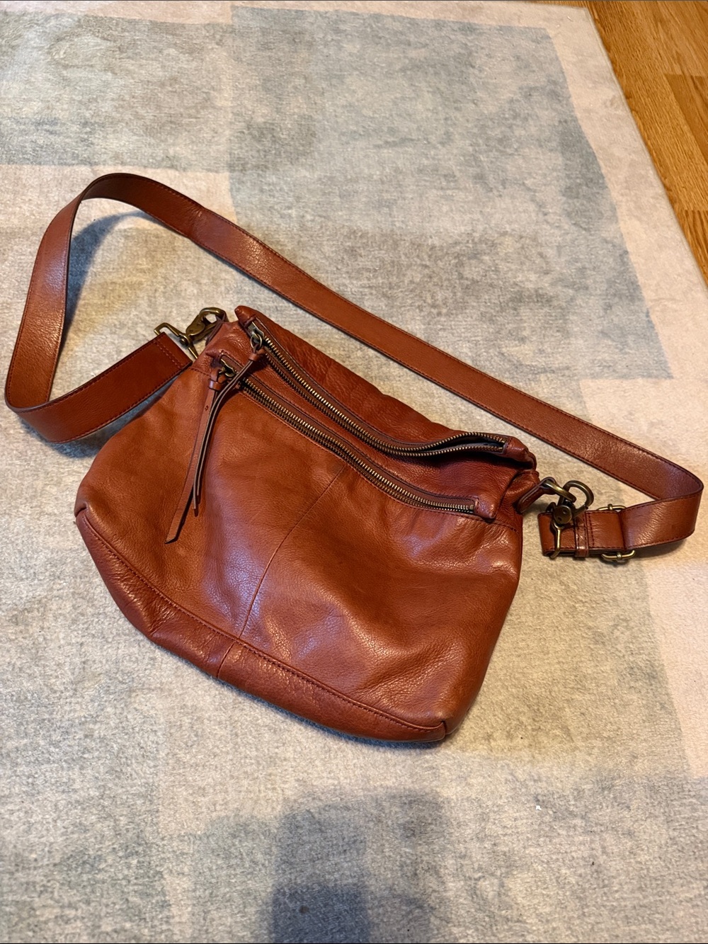 Margot leather double flap crossbody bag 100% leather